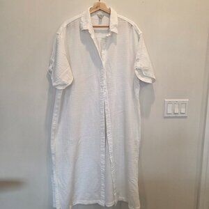 Resort wear LL Bean white gauze beach cover up Size XL button up short sleeve